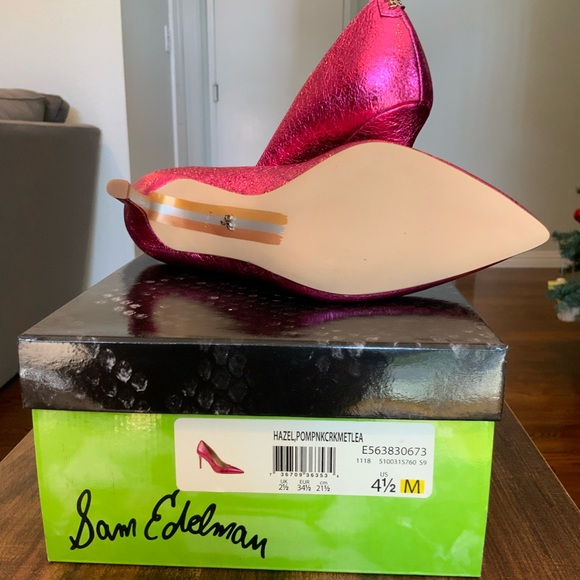 Sam Edelman Metallic Hot Pink Pointed-Toe Pumps - Picture 8 of 8